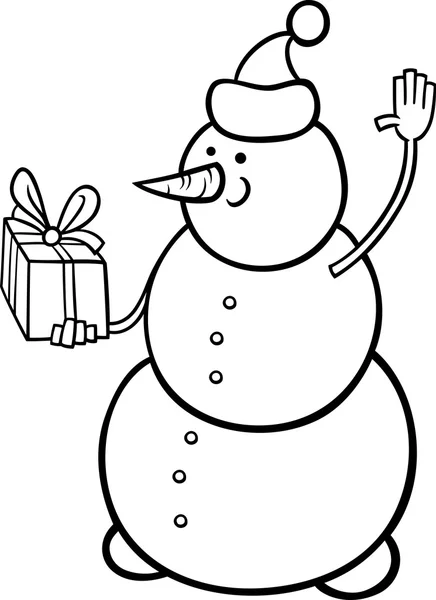 Coloriage bonhomme de neige de Noël — Image vectorielle