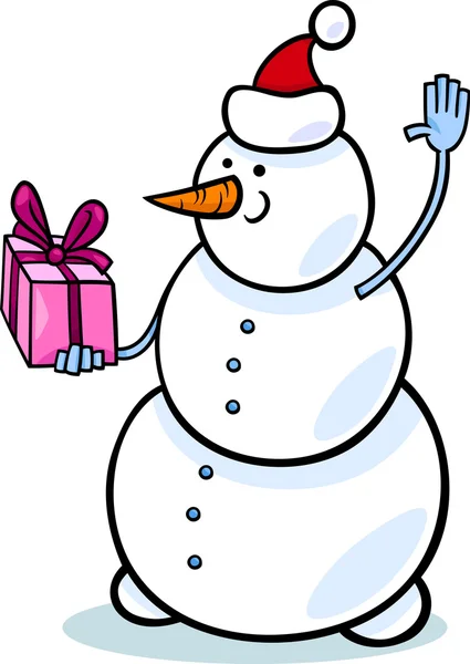 Vánoční sněhulák kreslený obrázek — Stockový vektor
