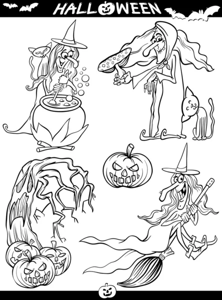 Halloween karikatura témata pro omalovánky — Stockový vektor