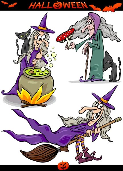 Halloween cartoon spooky thema's instellen — Stockvector