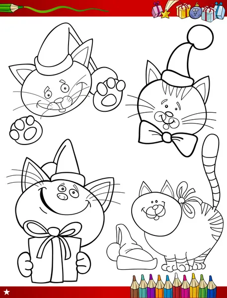 Feliz grupo de gatos desenhos animados para colorir livro imagem vetorial de izakowski© 19167219