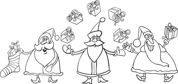 Santa claus group coloring page — Stock Vector