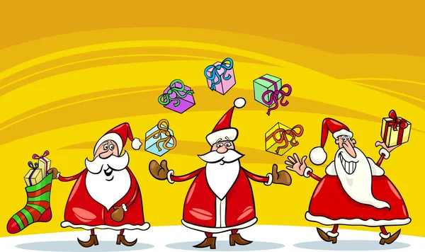 Noel Baba Noel grup karikatür — Stok Vektör