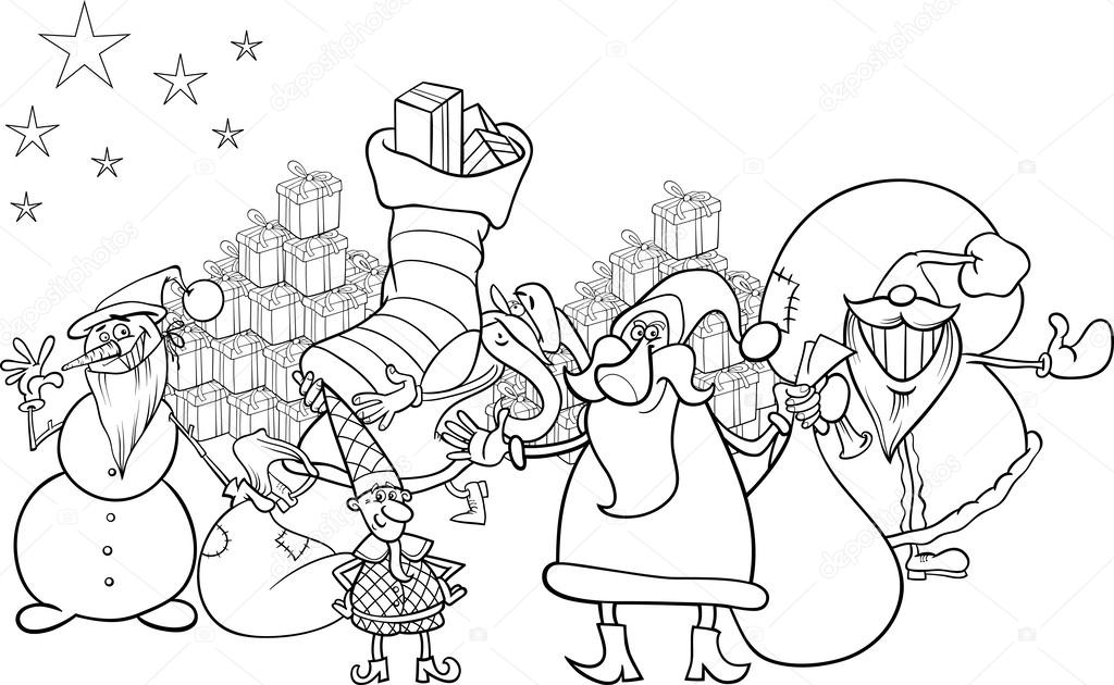 stock illustration santa claus cartoon coloring page