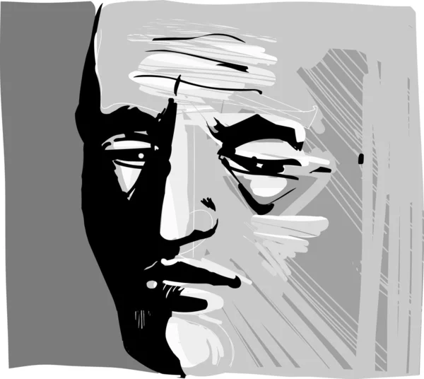 Mann Gesicht künstlerische Zeichnung Illustration — Stockvektor
