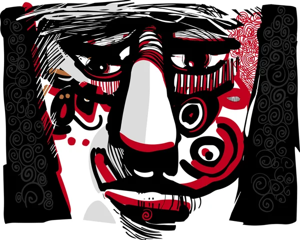 Tribal face artistic drawing illustration — Stock Vector