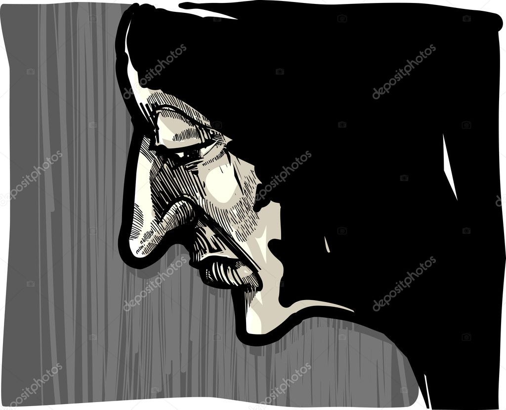 Artystyczny Rysunek Twarz Człowieka Grafika Wektorowa