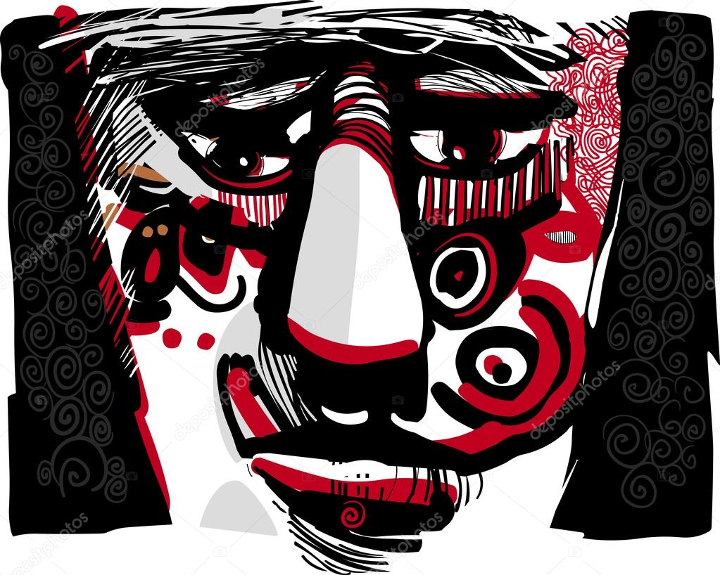 tribal face artistic drawing illustration