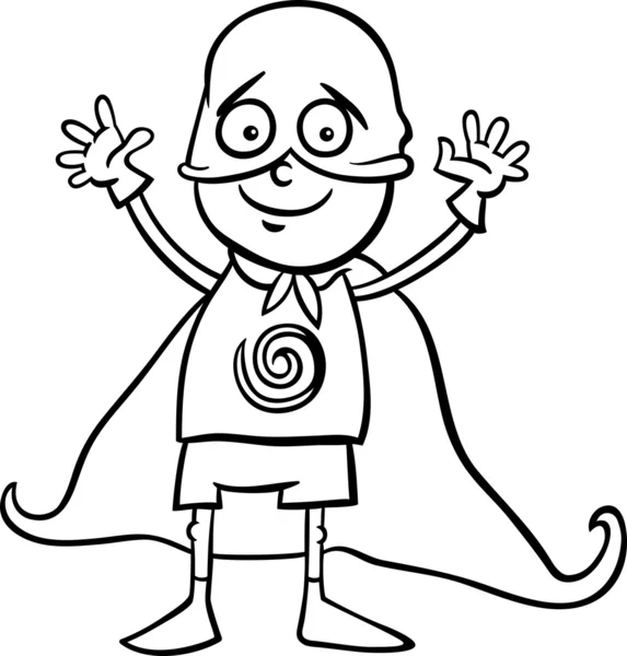 Garçon en costume de héros coloriage — Image vectorielle