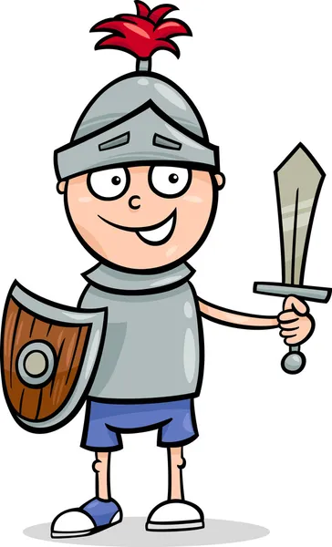 Boy in knight costume cartoon — Stock Vector