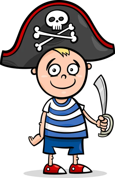 Niño en traje de pirata de dibujos animados — Vector de stock