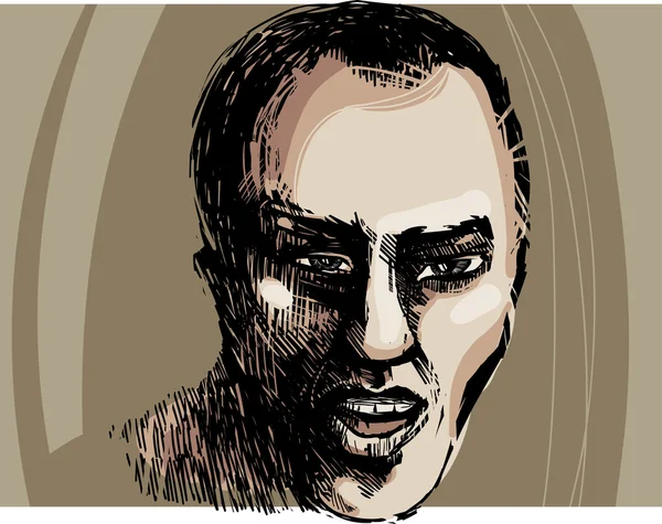 Mann Gesicht künstlerische Zeichnung Illustration — Stockvektor