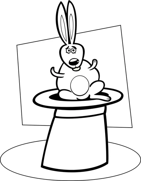 Coniglio in cappello cartone animato per libro da colorare — Vettoriale Stock