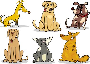 karikatür çizimi sevimli köpekleri saldı