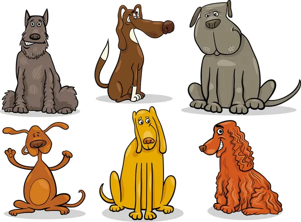 Divertido perros conjunto de dibujos animados ilustración — Archivo Imágenes Vectoriales