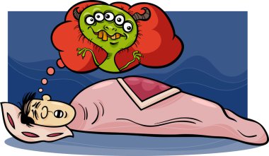 adam rüya bir kabus karikatür