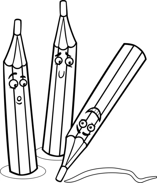 Crayons cartoon illustration coloring page — Stock Vector