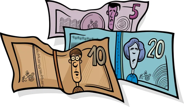 Ilustracja kreskówka banknotów walut — Wektor stockowy