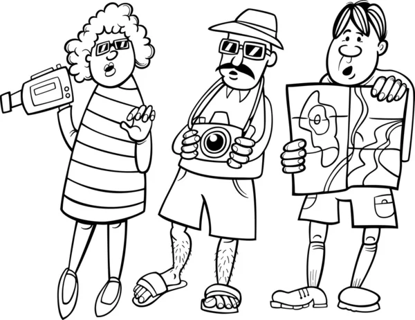 Tourist group cartoon illustration — Stock Vector