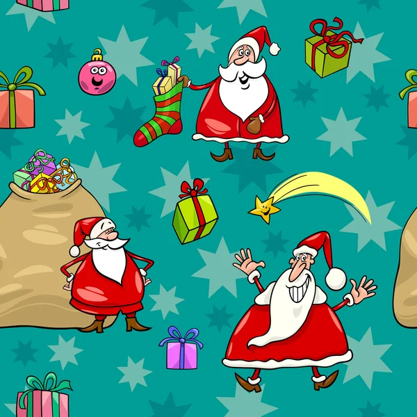 Navidad dibujos animados sin costura patrón de envoltura — Vector de stock