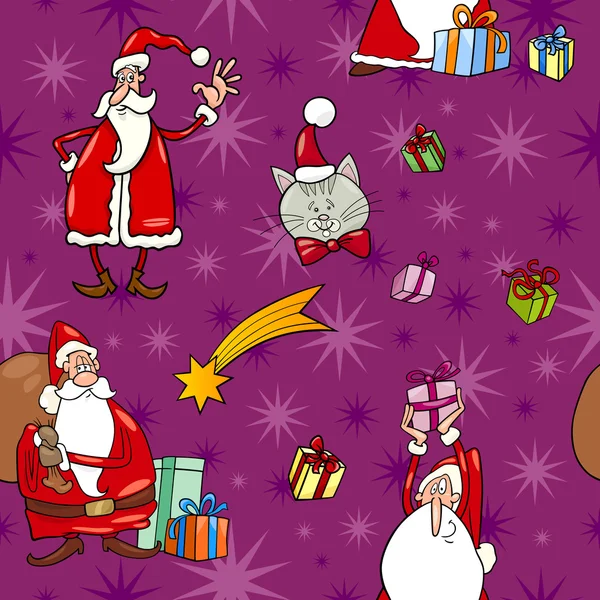 Cartoni animati di Natale senza cuciture piastrelle modello — Vettoriale Stock