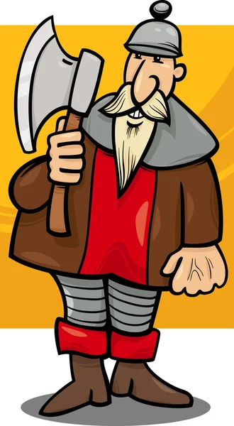 Knight with axe cartoon illustration — стоковый вектор