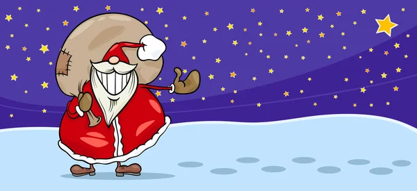 Papai Noel com presentes cartoon card — Vetor de Stock