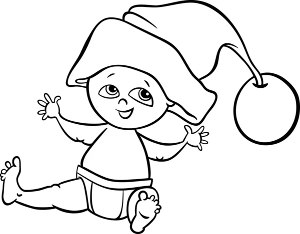 Baby boy santa cartoon coloring page — Stock Vector