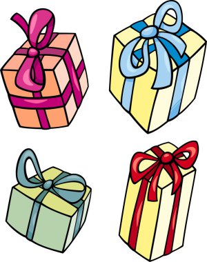 Noel veya doğum günü hediye clip art seti