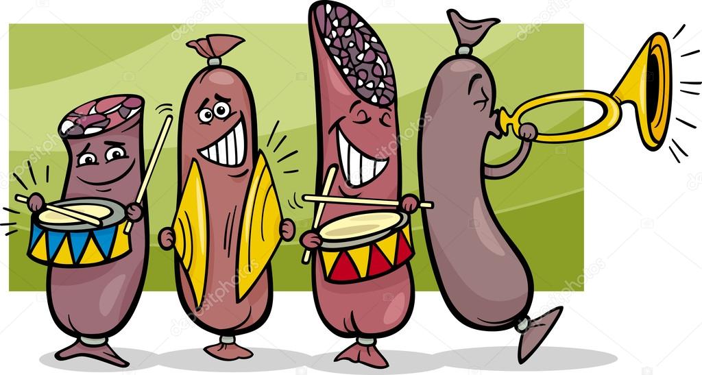 sausages band cartoon illustration