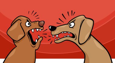 kızgın havlayan köpekler illüstrasyon karikatür