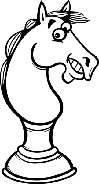 Cheval échecs dessin animé coloriage page — Image vectorielle