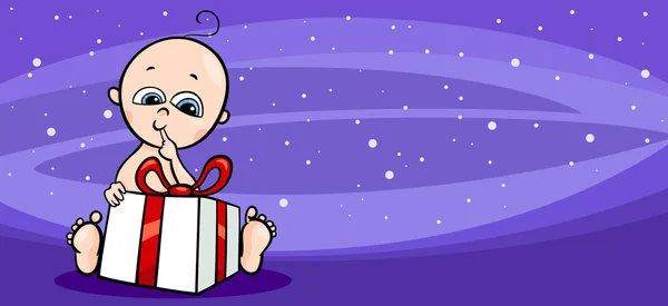 Little baby santa greeting card cartoon — Stock Vector