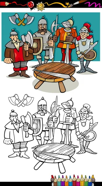Chevaliers de la table ronde coloriage — Image vectorielle