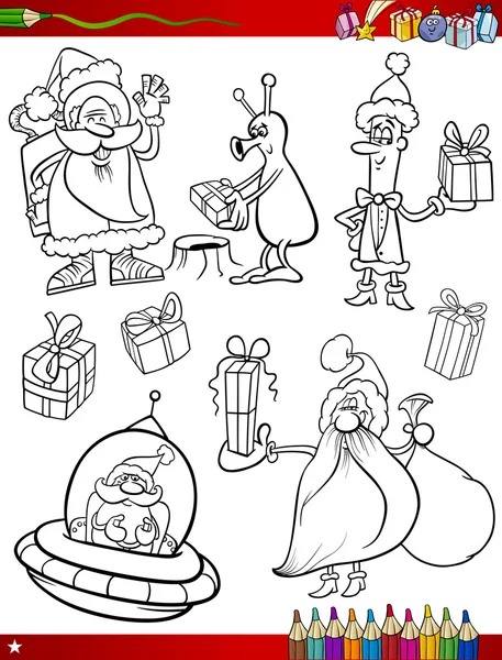 Santa claus christmas coloring page — Stock Vector