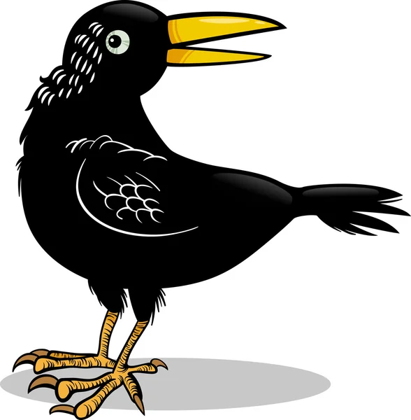 Crow or raven bird cartoon illustration — стоковый вектор