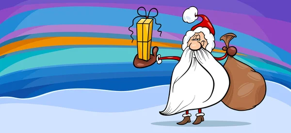 Noel Baba çizgi film tebrik kartı — Stok Vektör