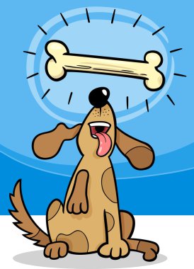 dog with dogbone cartoon illustration clipart