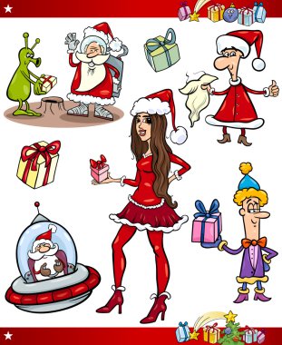 Christmas Temalar kümesi çizgi film.