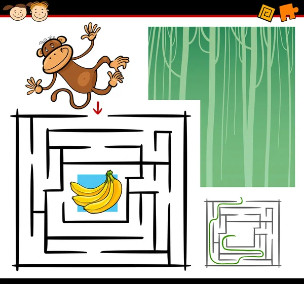 Labyrinthe ou labyrinthe de dessin animé jeu — Image vectorielle