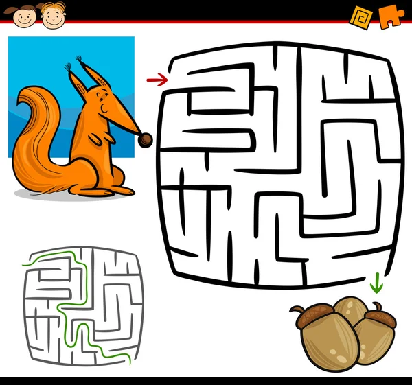 Cartoon maze or labyrinth game — Stock Vector