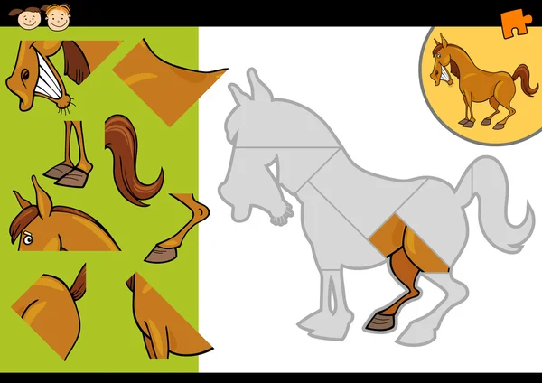 Γελοιογραφία αγρόκτημα άλογο παζλ παιχνίδι — Διανυσματικό Αρχείο