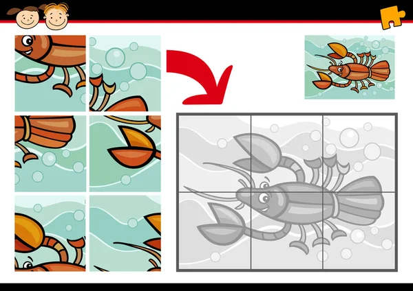 Jeu de puzzle crayfish dessin animé — Image vectorielle