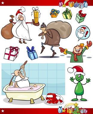 Christmas Temalar kümesi çizgi film.