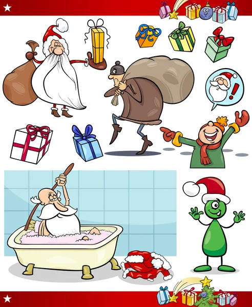 Vánoční motivy kreslených sada — Stockový vektor