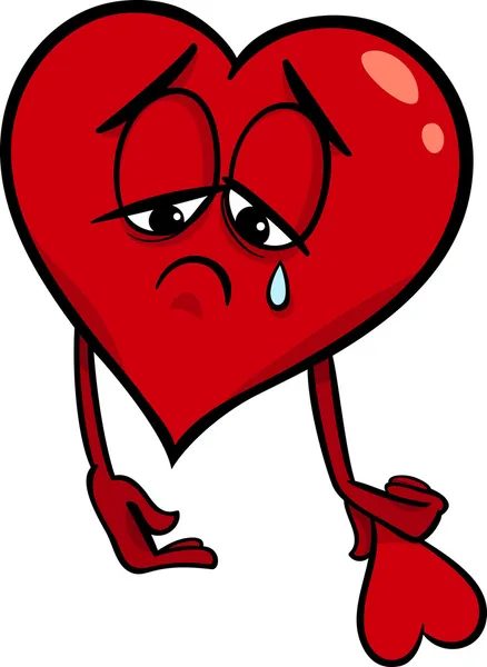 Sad broken heart cartoon illustration — Stock Vector