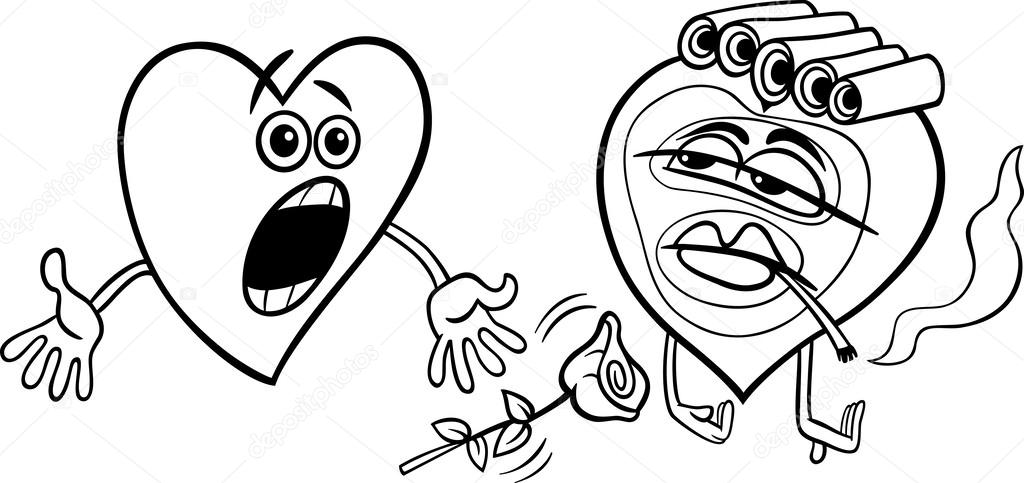 Twee Harten Cartoon Kleurplaat Stockvector Izakowski 35719407