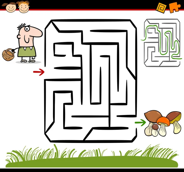Labyrinthe ou labyrinthe de dessin animé jeu — Image vectorielle