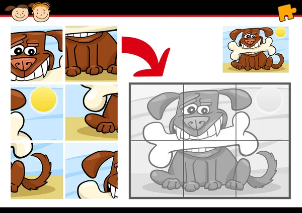 Spiele Cartoon Hund Puzzle Spiel — Stockvektor