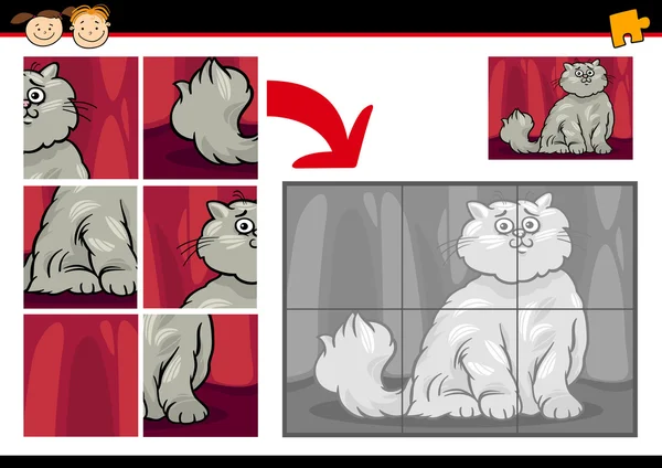 Cartoon macska kirakós játék — Stock Vector